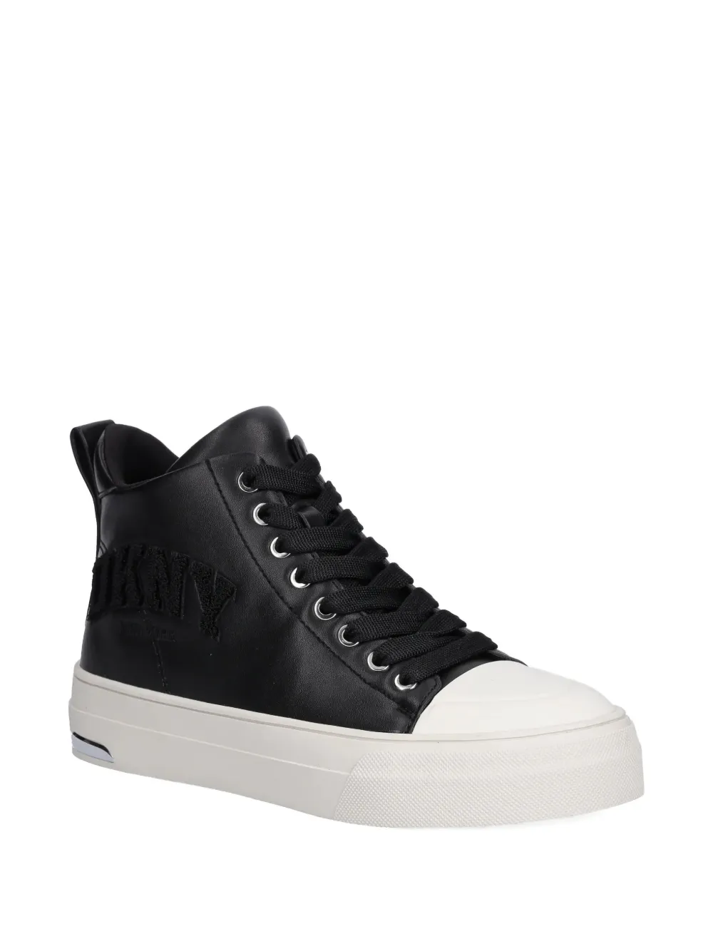 Dkny 35mm Logo-lettering High-top Sneakers In Black