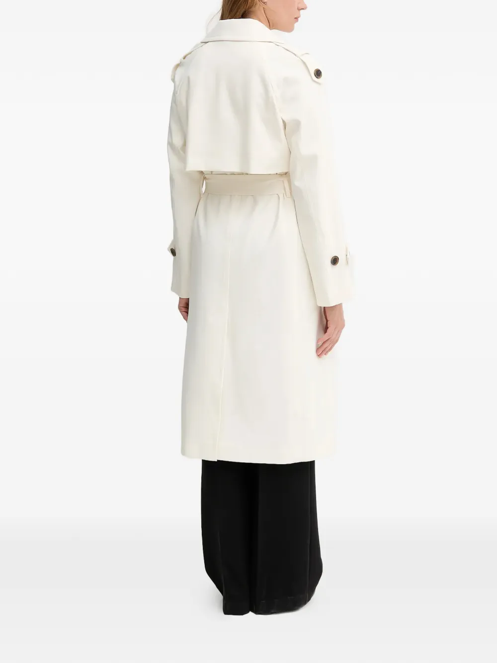 Dkny Double-breasted Belted Coat In Neutral