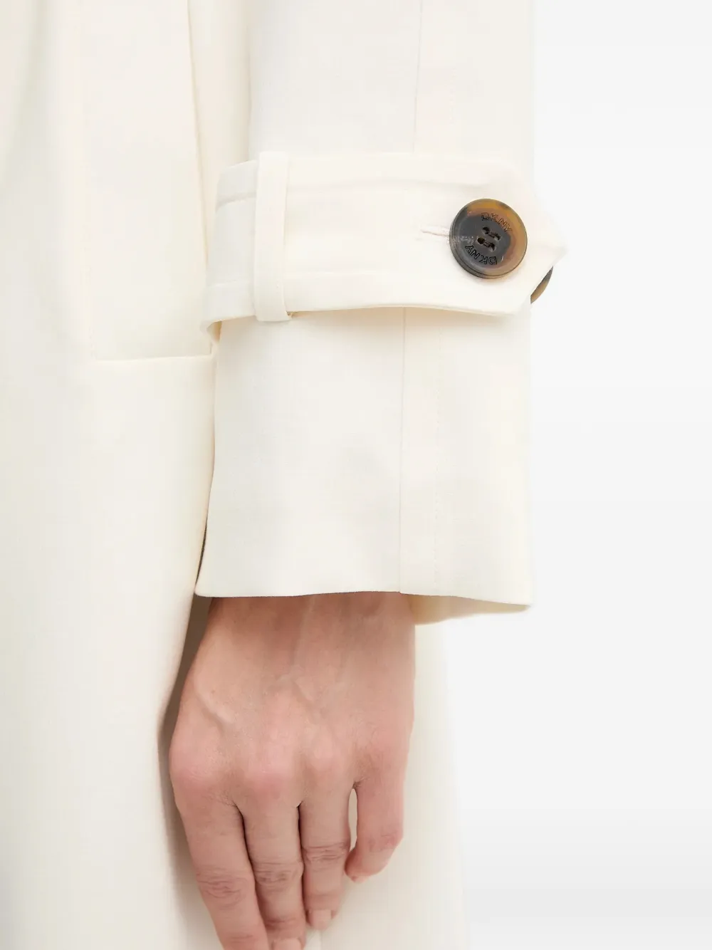Dkny Double-breasted Belted Coat In Neutral