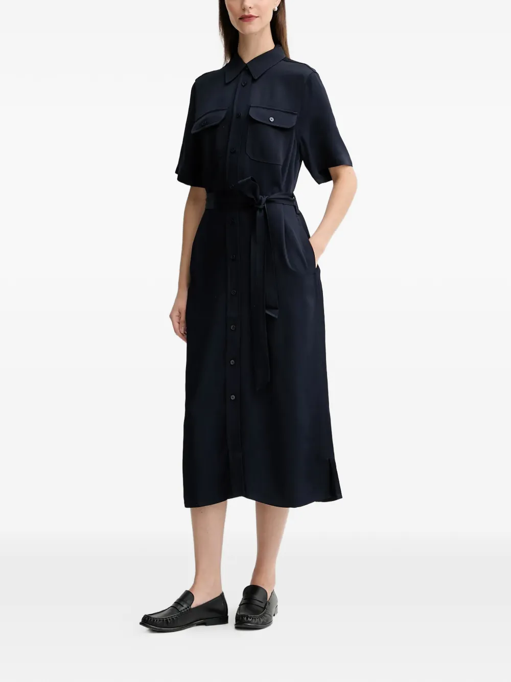  Gant Buttoned Belted Dress - Blue 