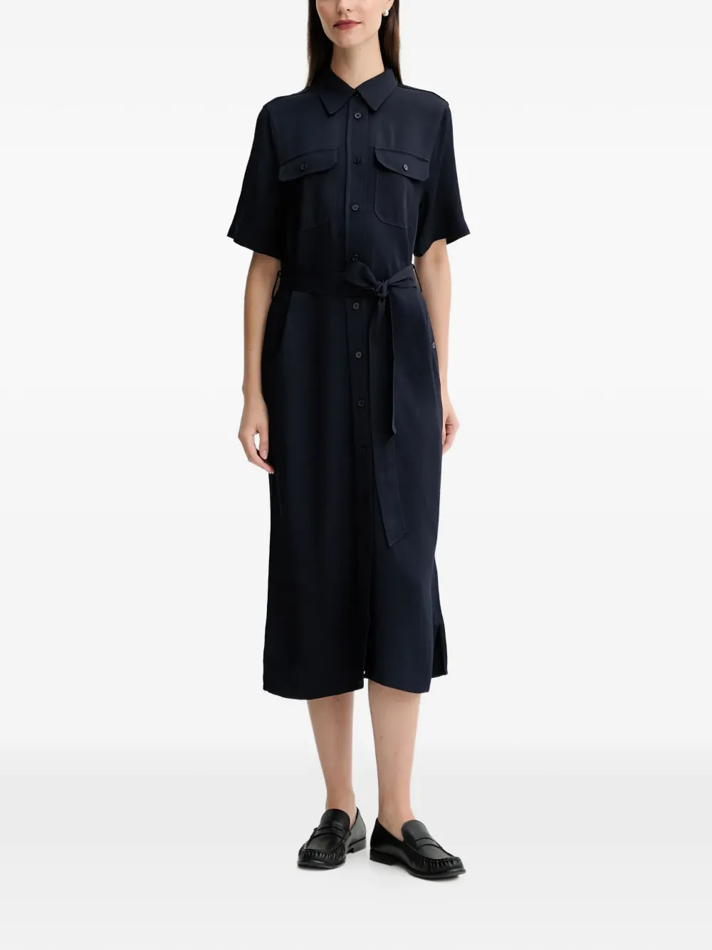  Gant Buttoned Belted Dress - Blue 