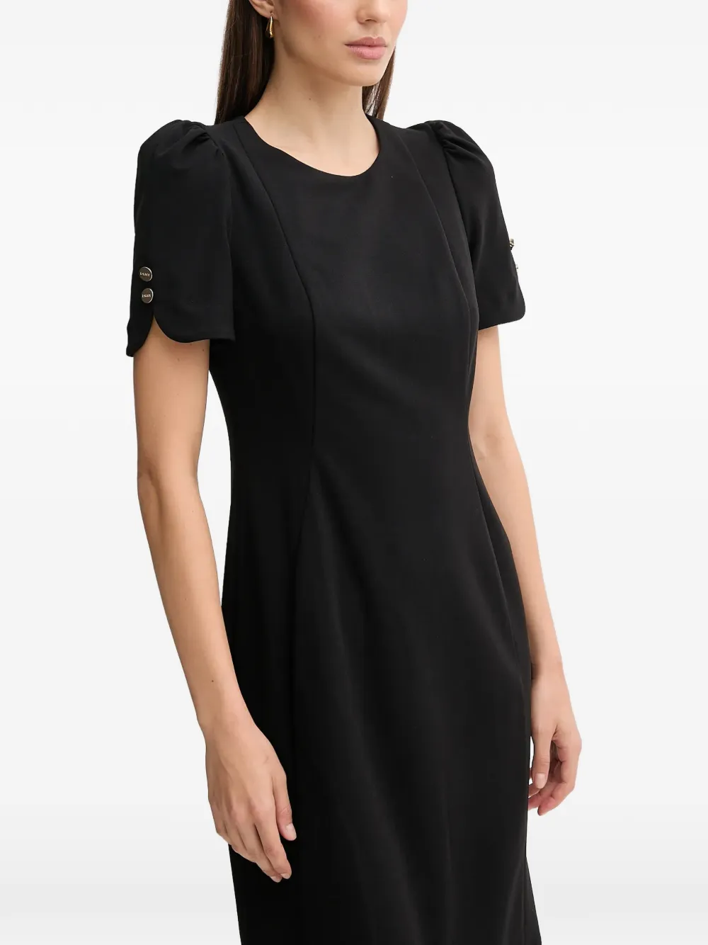 DKNY Mini-jurk met pofmouwen en knoop Zwart