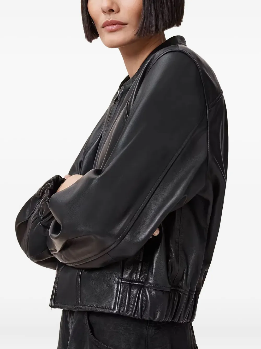 Allsaints Zip-up Leather Jacket In Blue