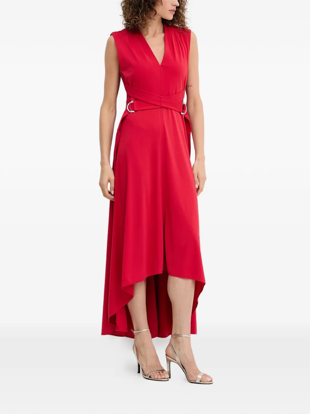 DKNY ring belted midi dress - Rood