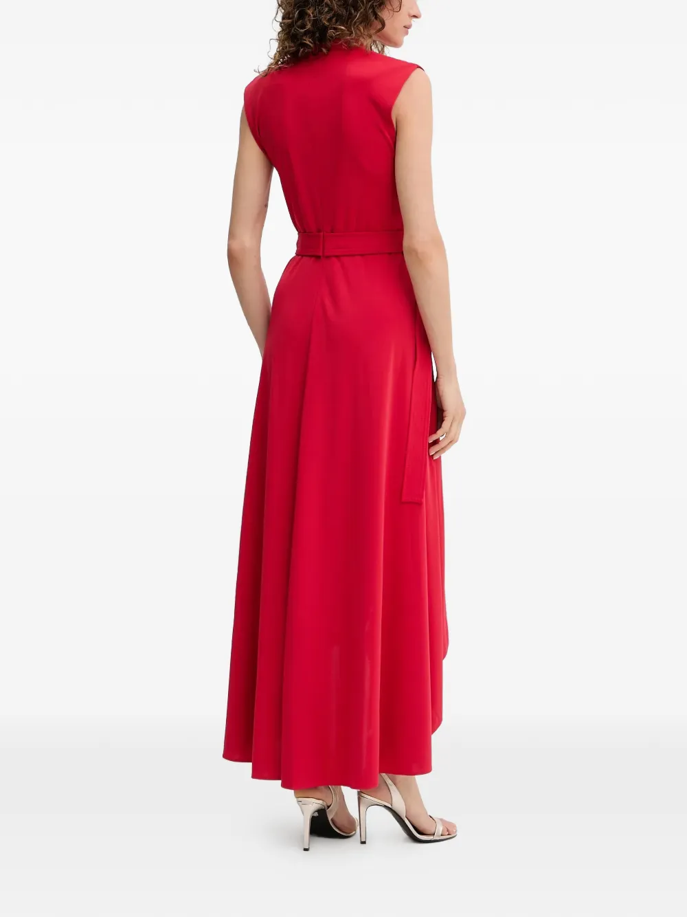 Dkny Ring Belted Midi Dress In Red