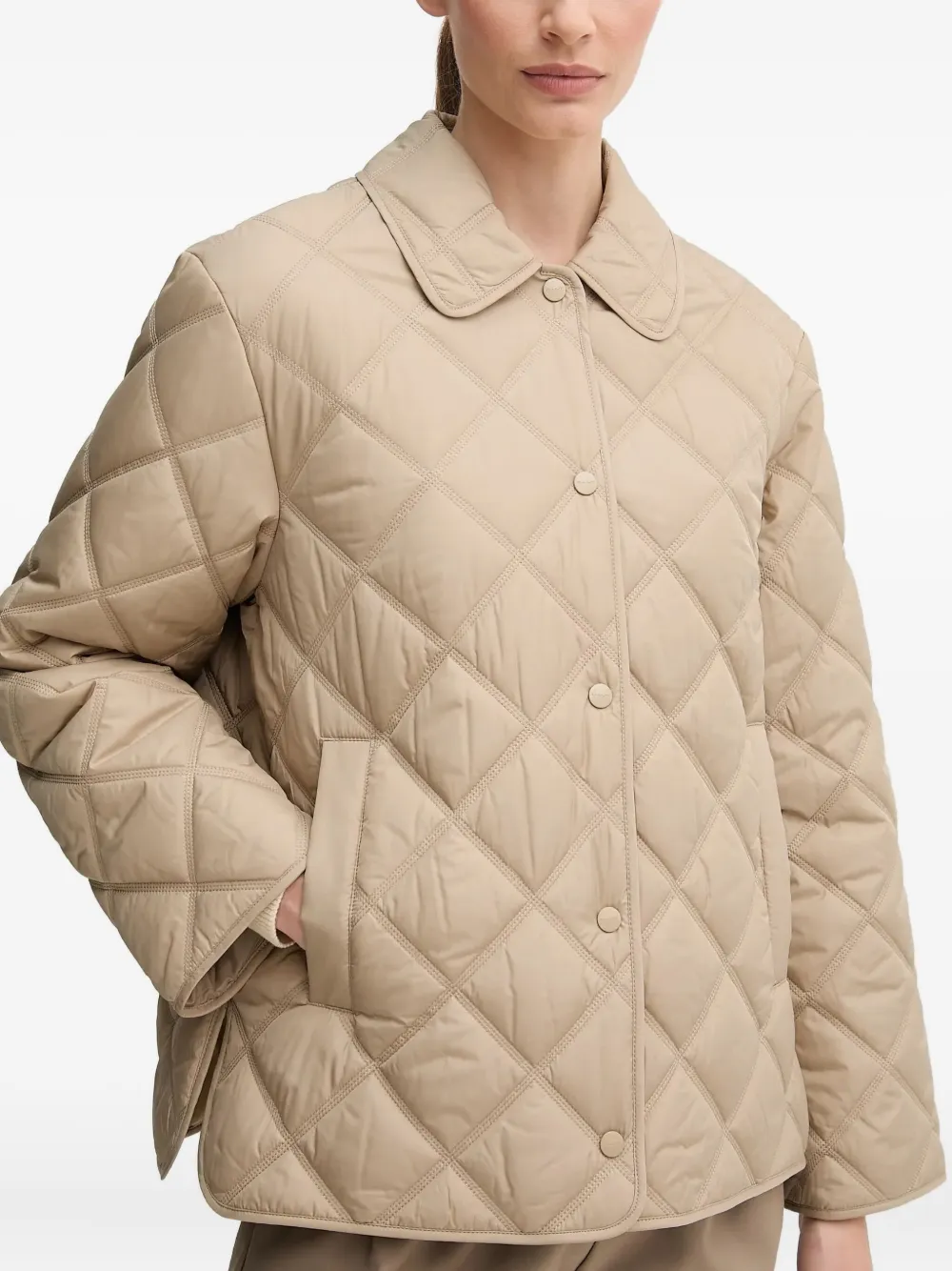 Gant Quilted Collared Jacket In Neutral