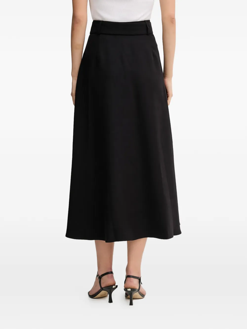 Dkny Tie-waist A-line Midi Skirt In Black