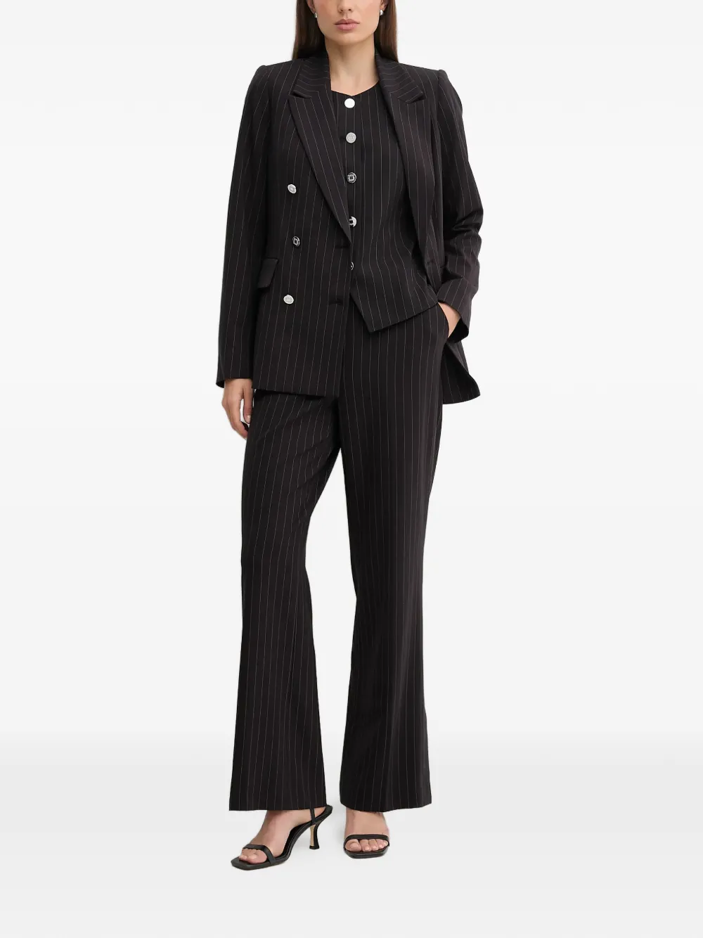 Dkny Pinstripe Double-breasted Blazer In Multi