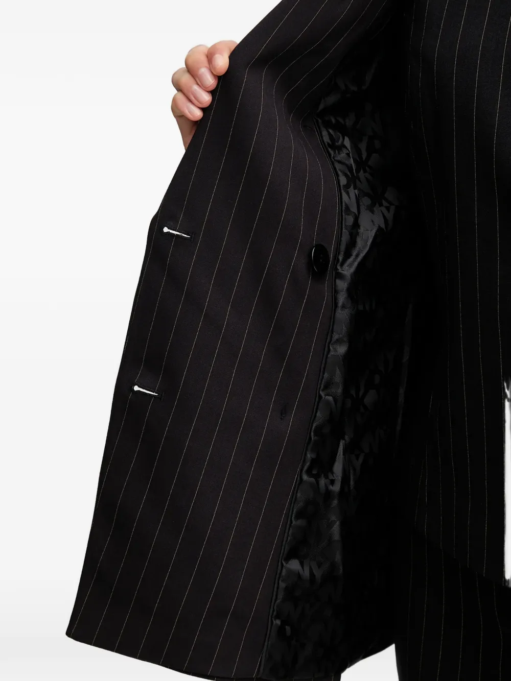 Dkny Pinstripe Double-breasted Blazer In Multi