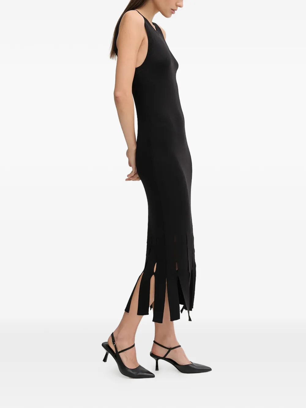 DKNY cut-out sleeveless midi dress - Zwart