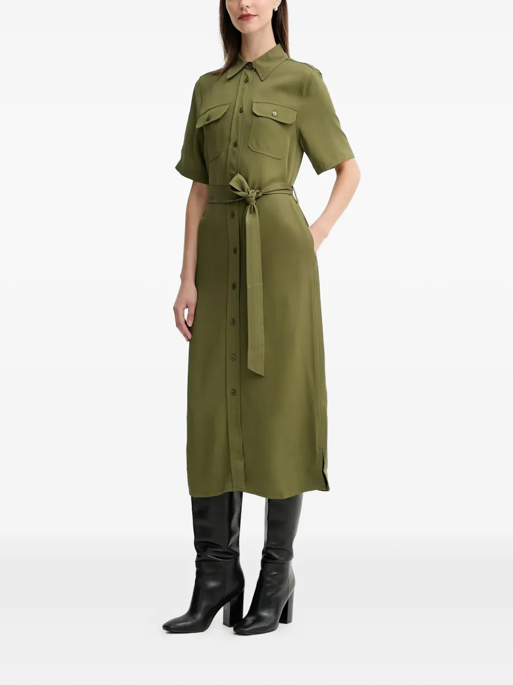  Gant Belted Shirt Dress - Green 