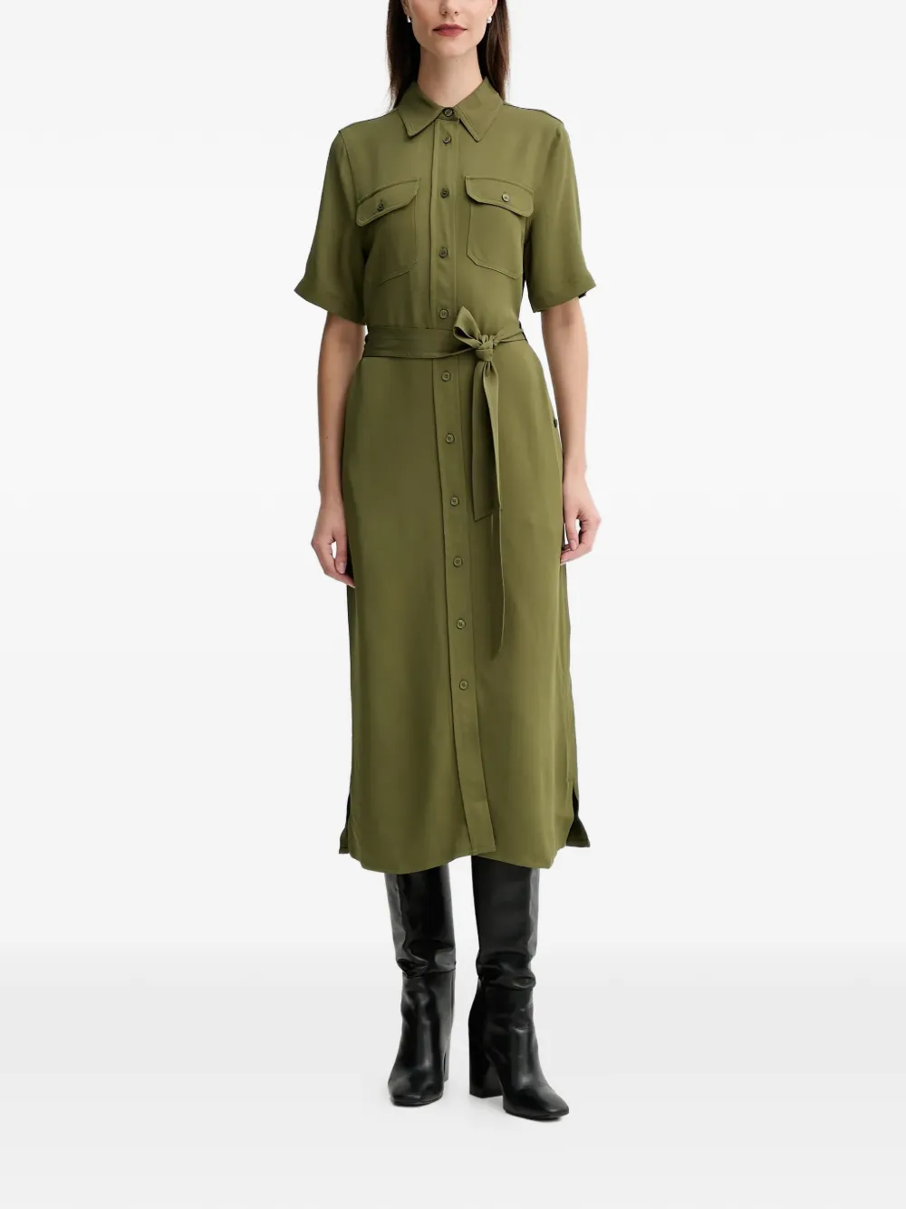  Gant Belted Shirt Dress - Green 