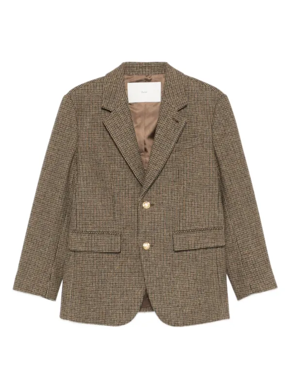 DUNST Houndstooth gold-button Blazer Brown FARFETCH