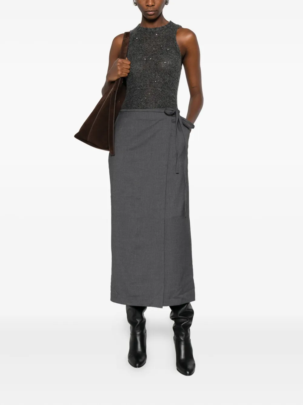 DUNST wrap tie-fastening skirt - Grijs
