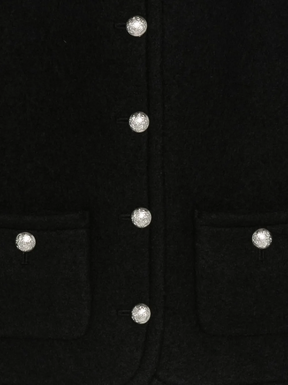 Dunst Cropped Black Tweed Jacket With Button Detailing In Black