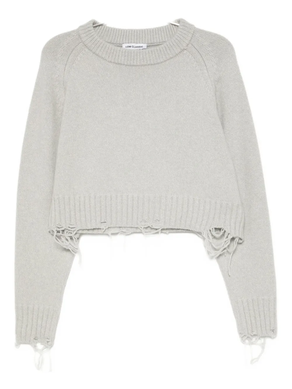 Low Classic Damaged Knitted Top In Gray
