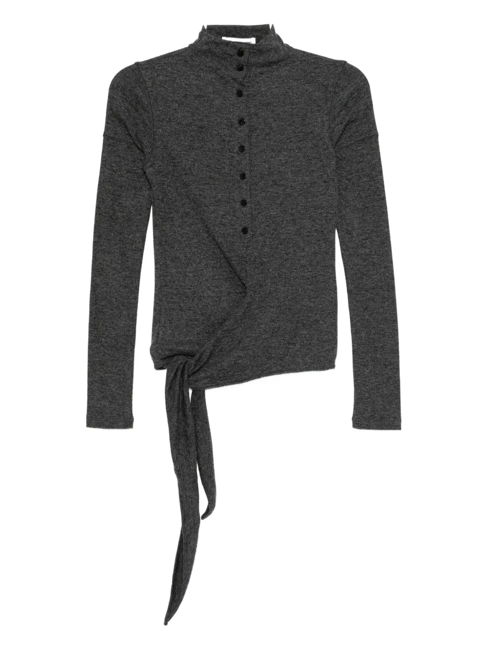 Low Classic Button Up Wrap Blouse In Gray
