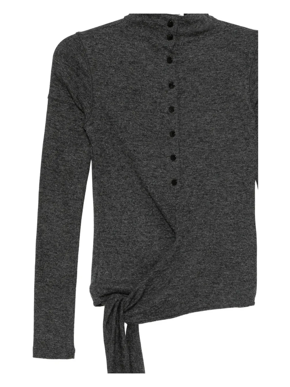 Low Classic Button Up Wrap Blouse In Gray