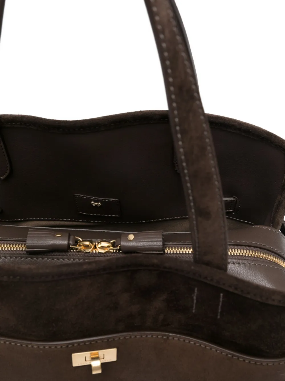 Anya Hindmarch Suède shopper met bandje Bruin