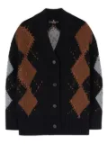 Ermanno Scervino argyle-pattern cashmere cardigan - Black