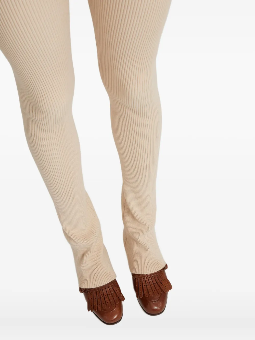 Ermanno Scervino Ribbed Split-hem Leggings In Brown