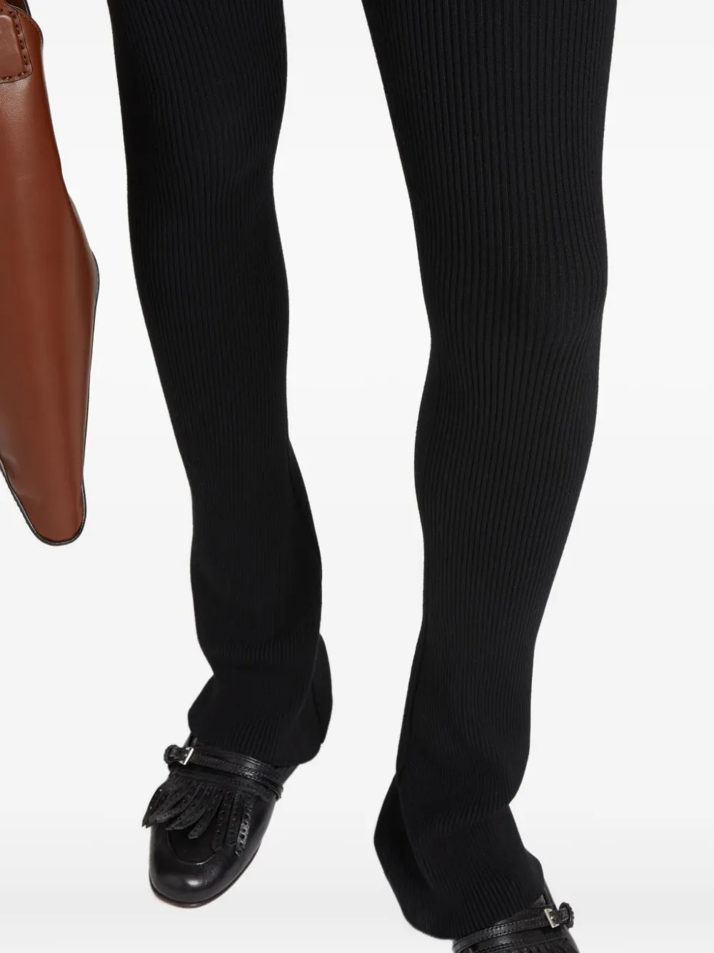 Ermanno Scervino Ribbed Flare Leggings In Black