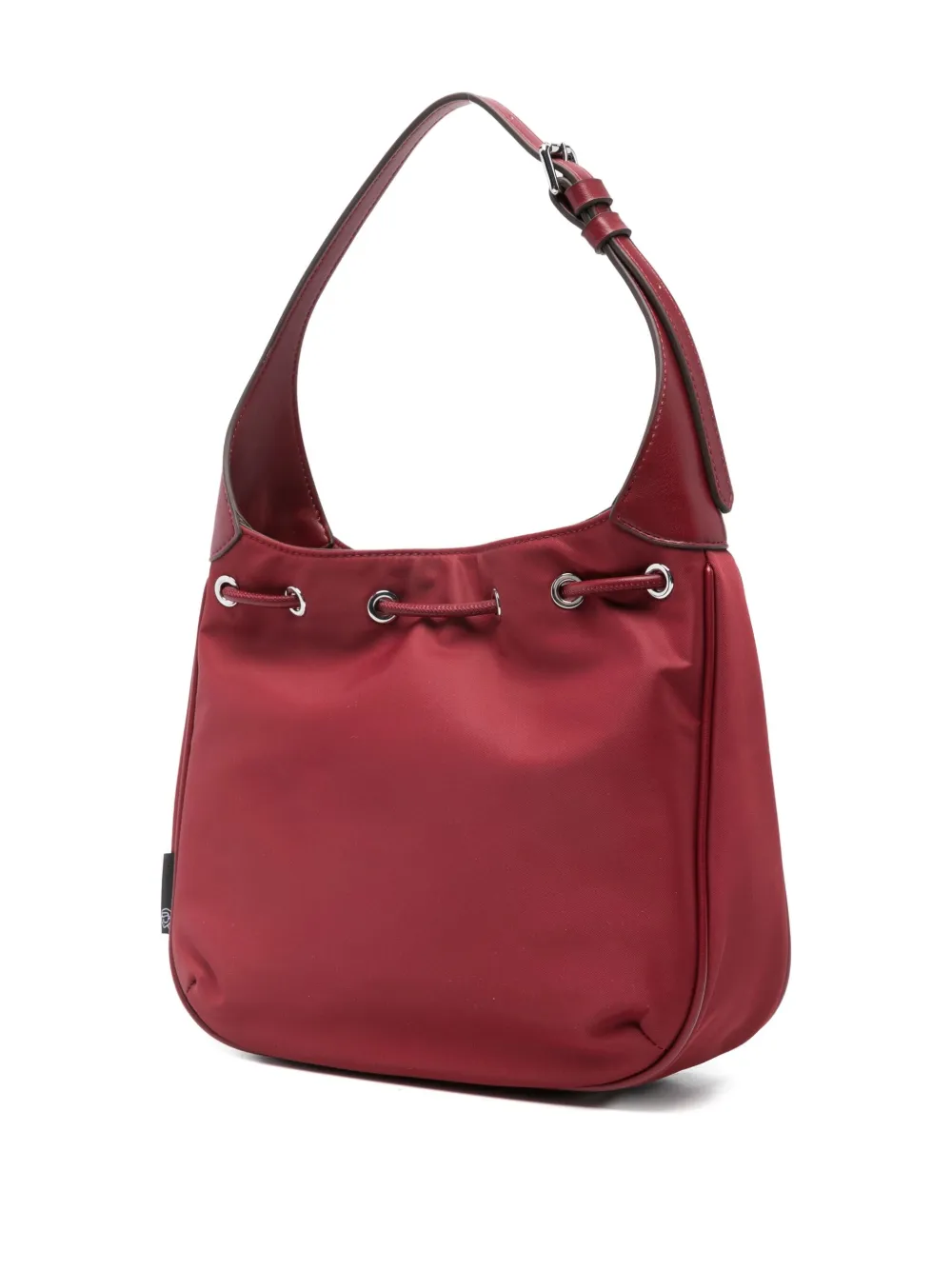 Karl Lagerfeld Drawstring Logo-patch Shoulder Bag In Red