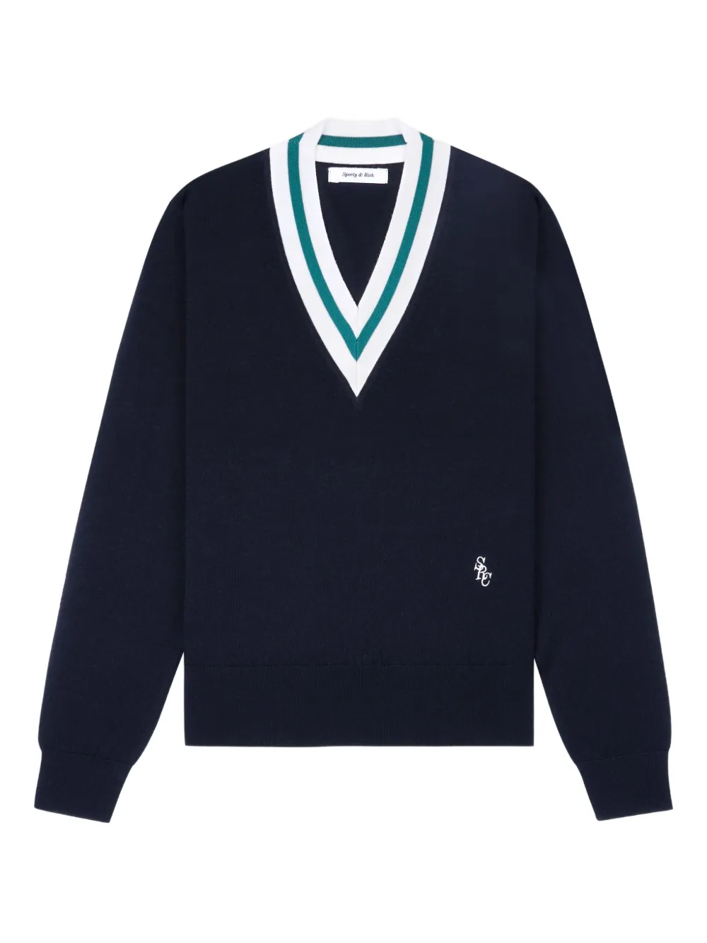 Sporty & Rich v-neck logo sweater | Blue | Image 1