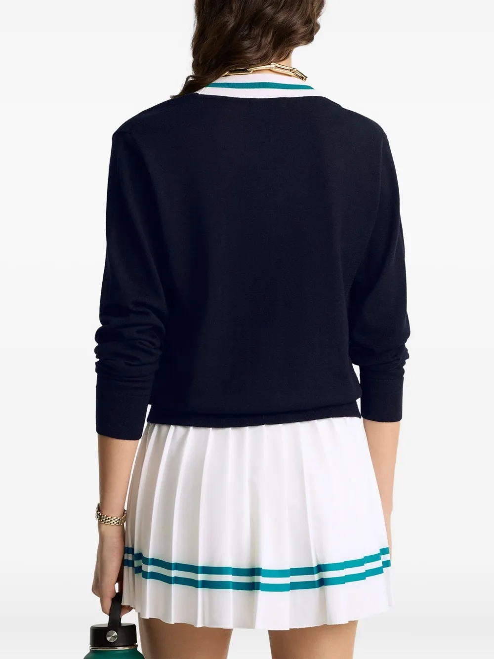 Sporty & Rich Trui met V-hals en logo Blauw