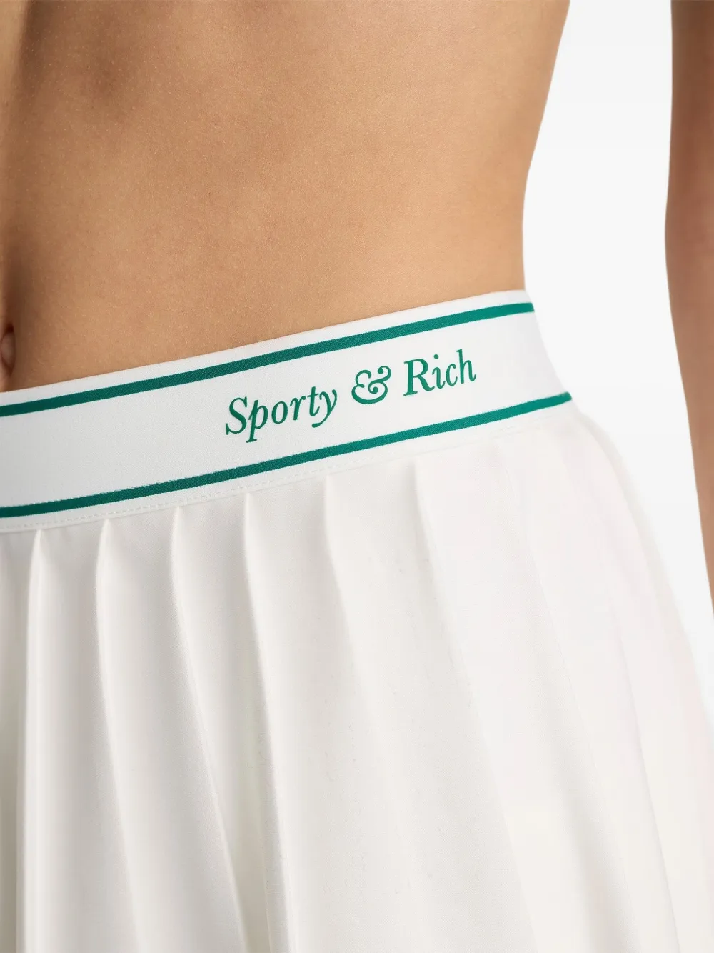 Sporty And Rich Pleated Stripe Mini Skirt In White