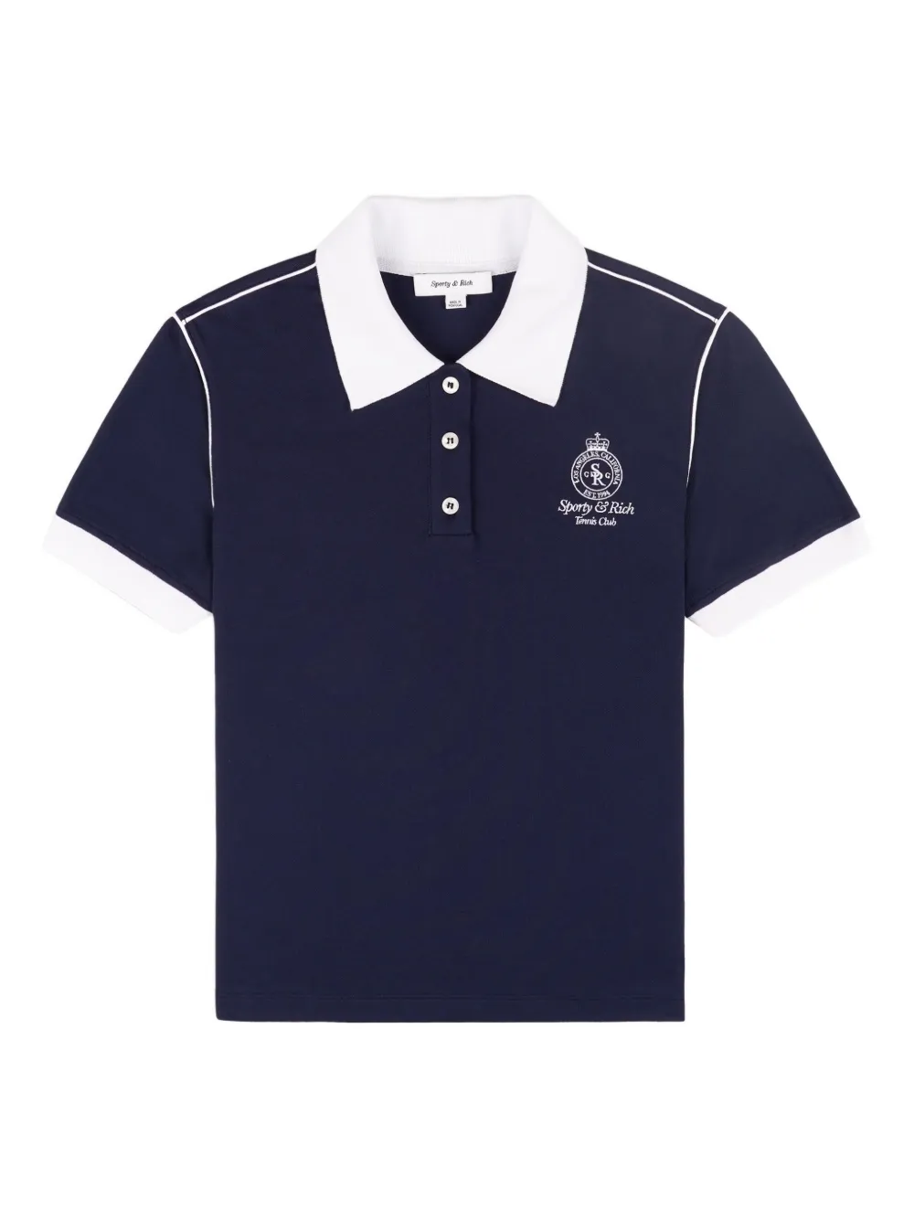 Sporty & Rich contrast-trim polo shirt | Blue | Image 1