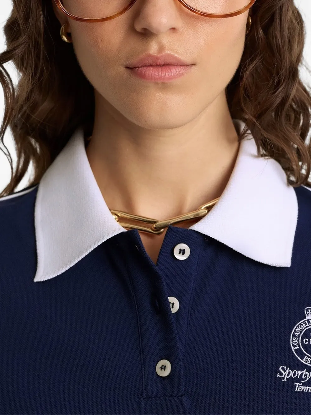 Sporty & Rich Poloshirt met contrasterende afwerking Blauw