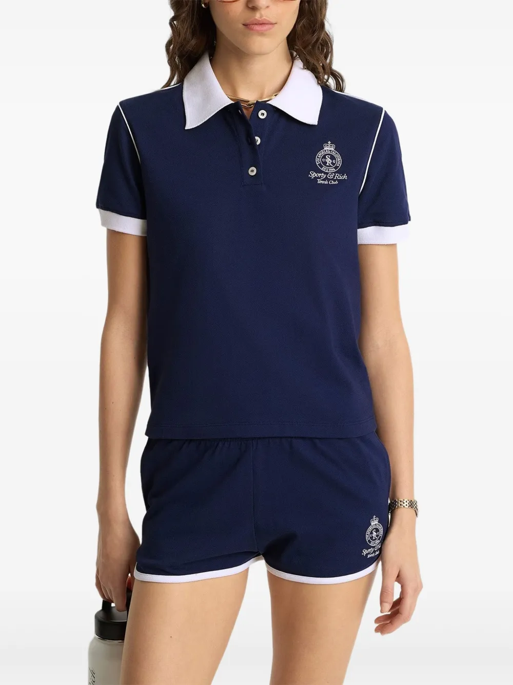 Sporty & Rich Poloshirt met contrasterende afwerking - Blauw
