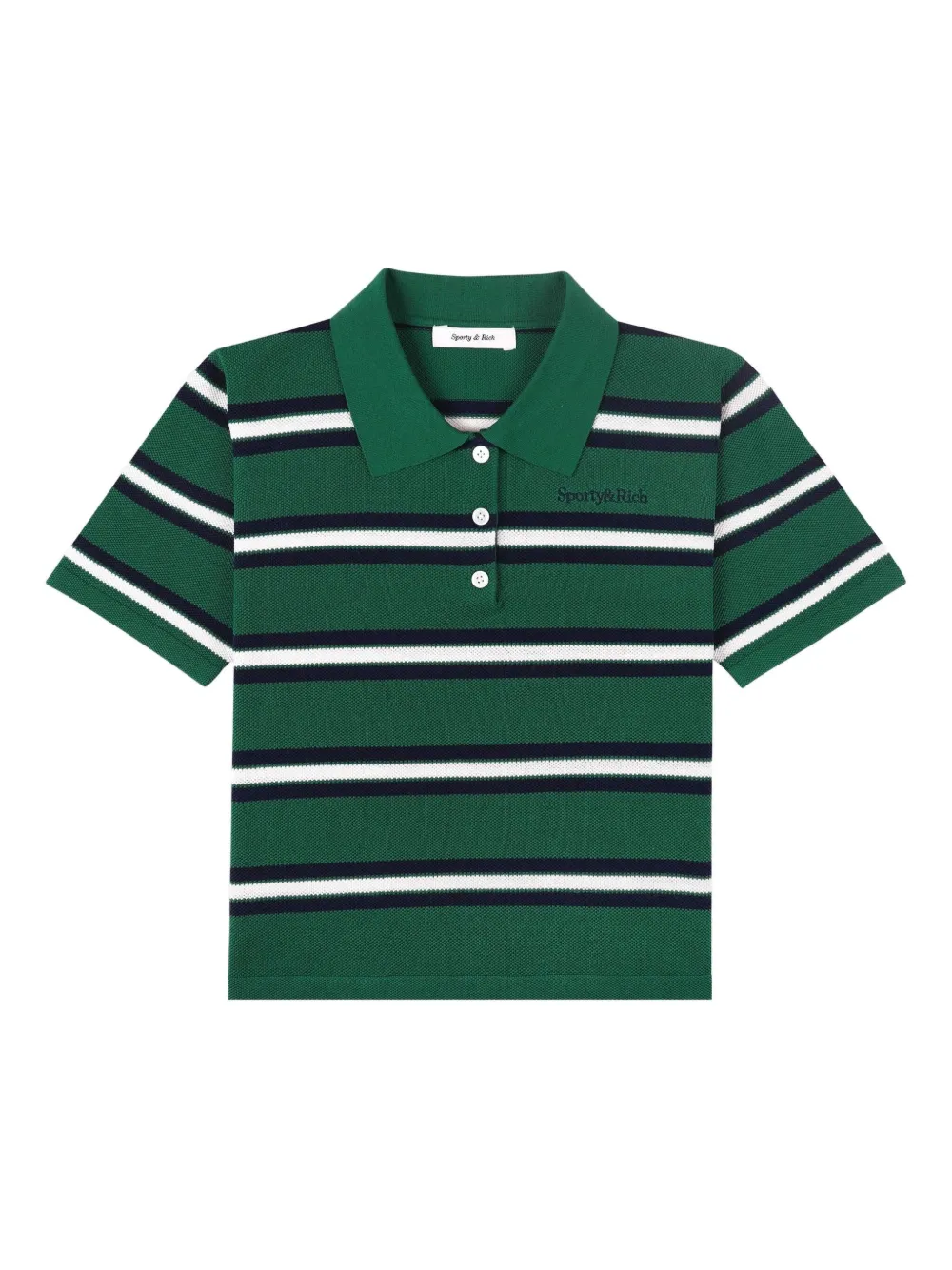Sporty & Rich striped polo top | Green | Image 1