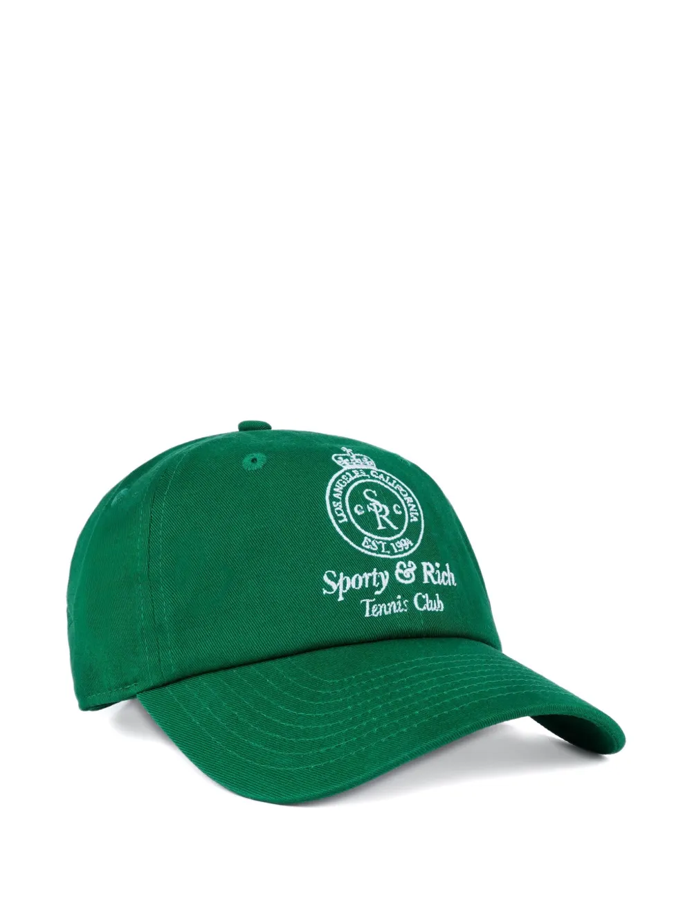 Sporty And Rich Crown Tennis Embroidered-logo Baseball Cap In Green