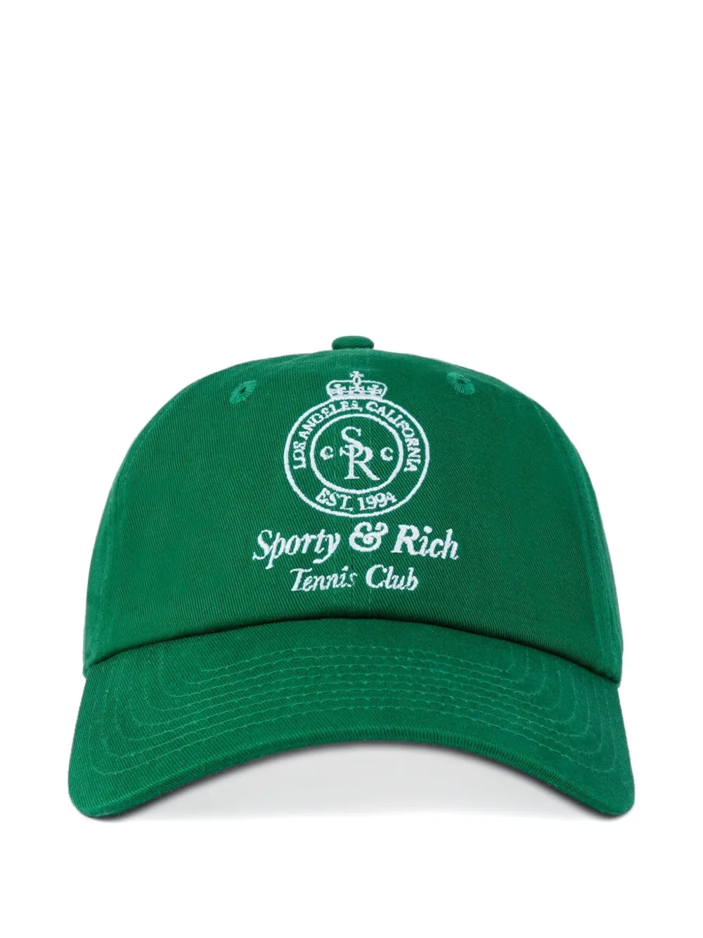 Sporty And Rich Crown Tennis Embroidered-logo Baseball Cap In Green