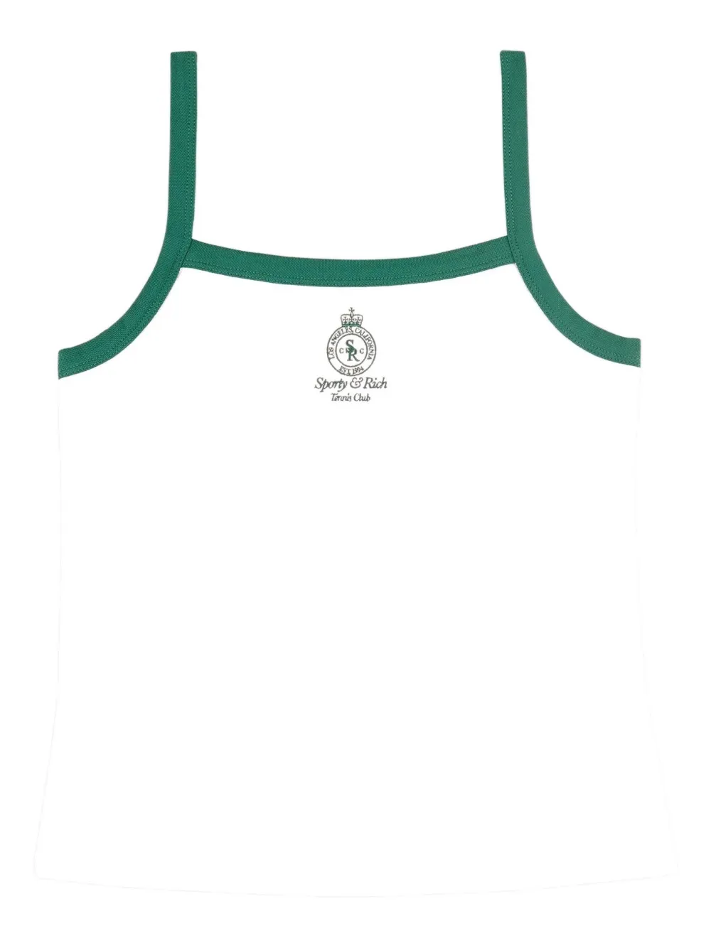 Sporty & Rich green-trimmed ribbed top | White | Image 1