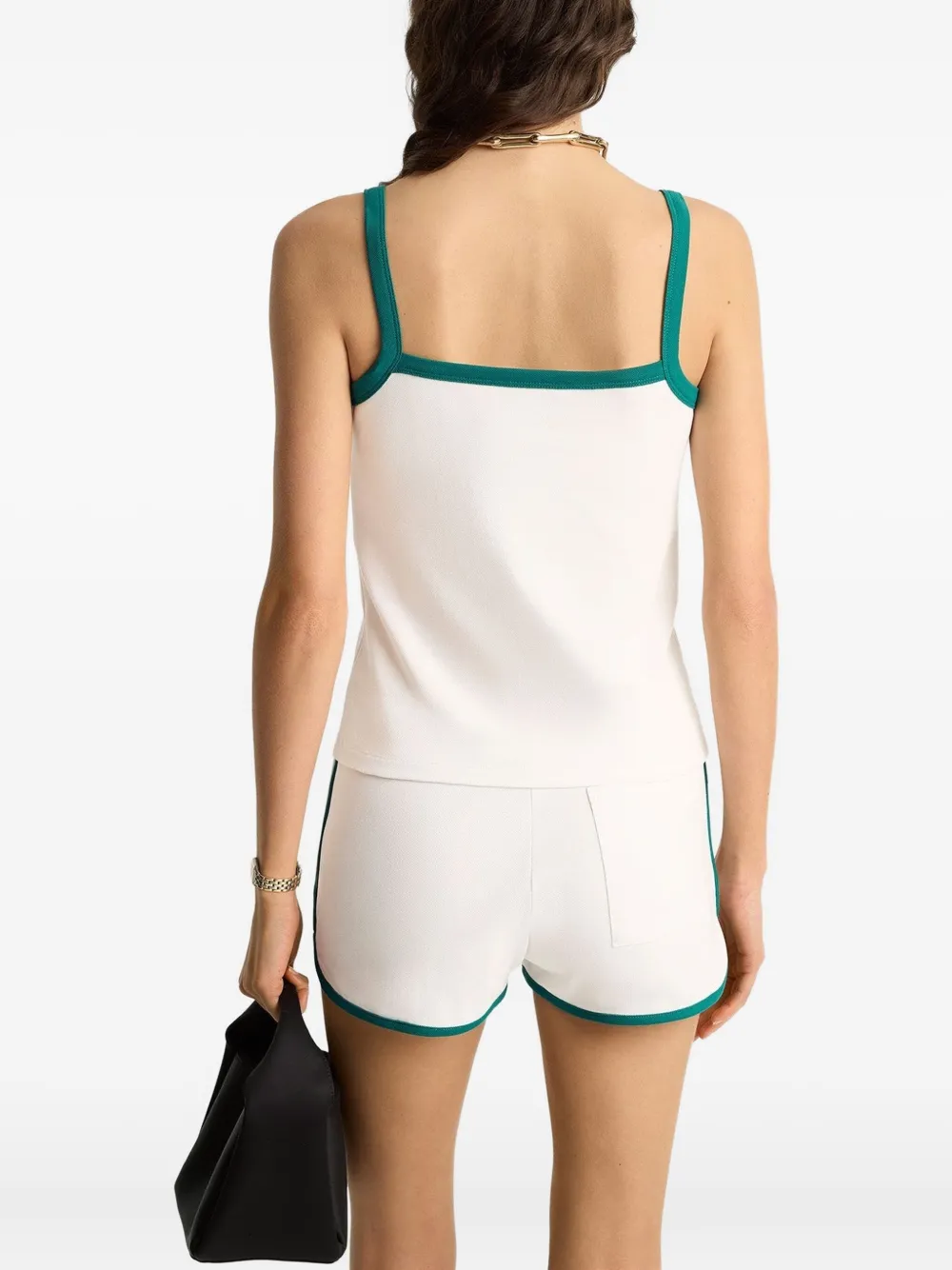 Sporty & Rich Geribbelde top met logoprint Wit