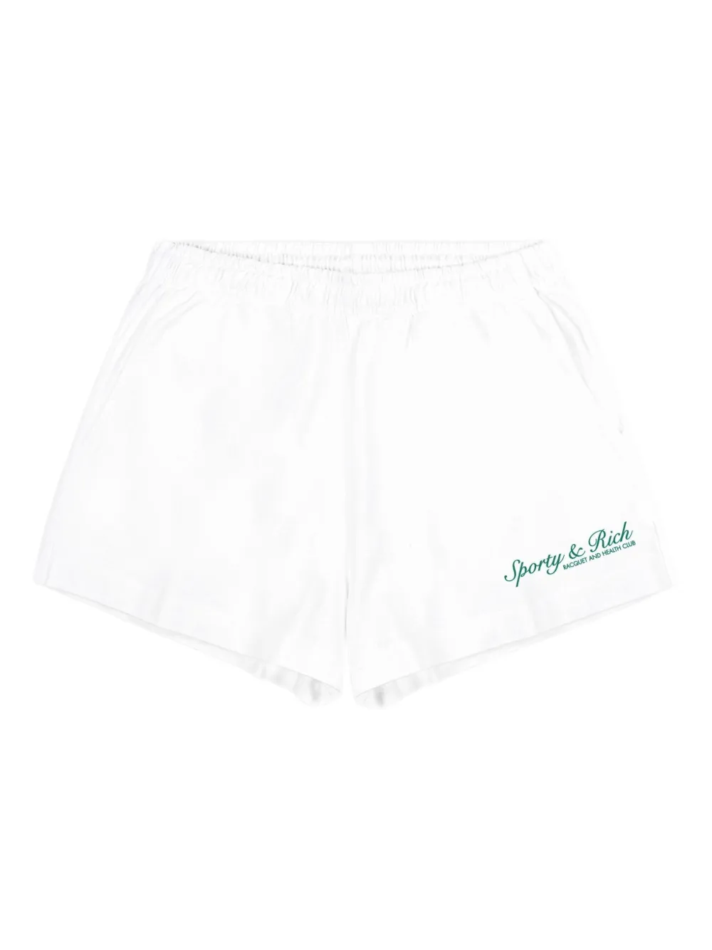 Sporty And Rich Syracuse Disco Logo-embroidered Shorts In White