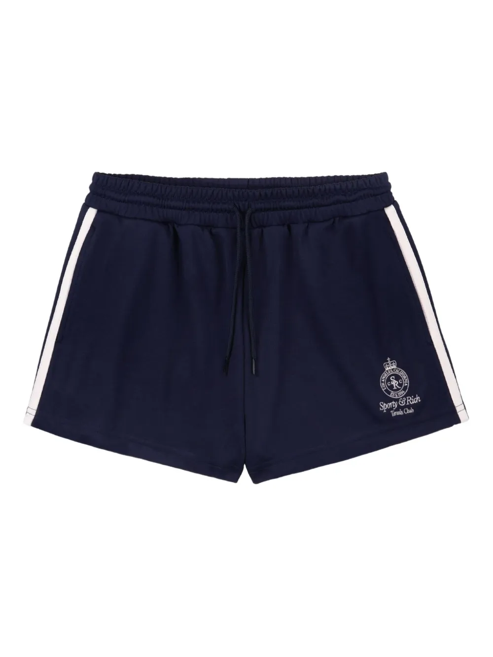 Sporty And Rich Logo-embroidery Side-stripe Shorts In Blue