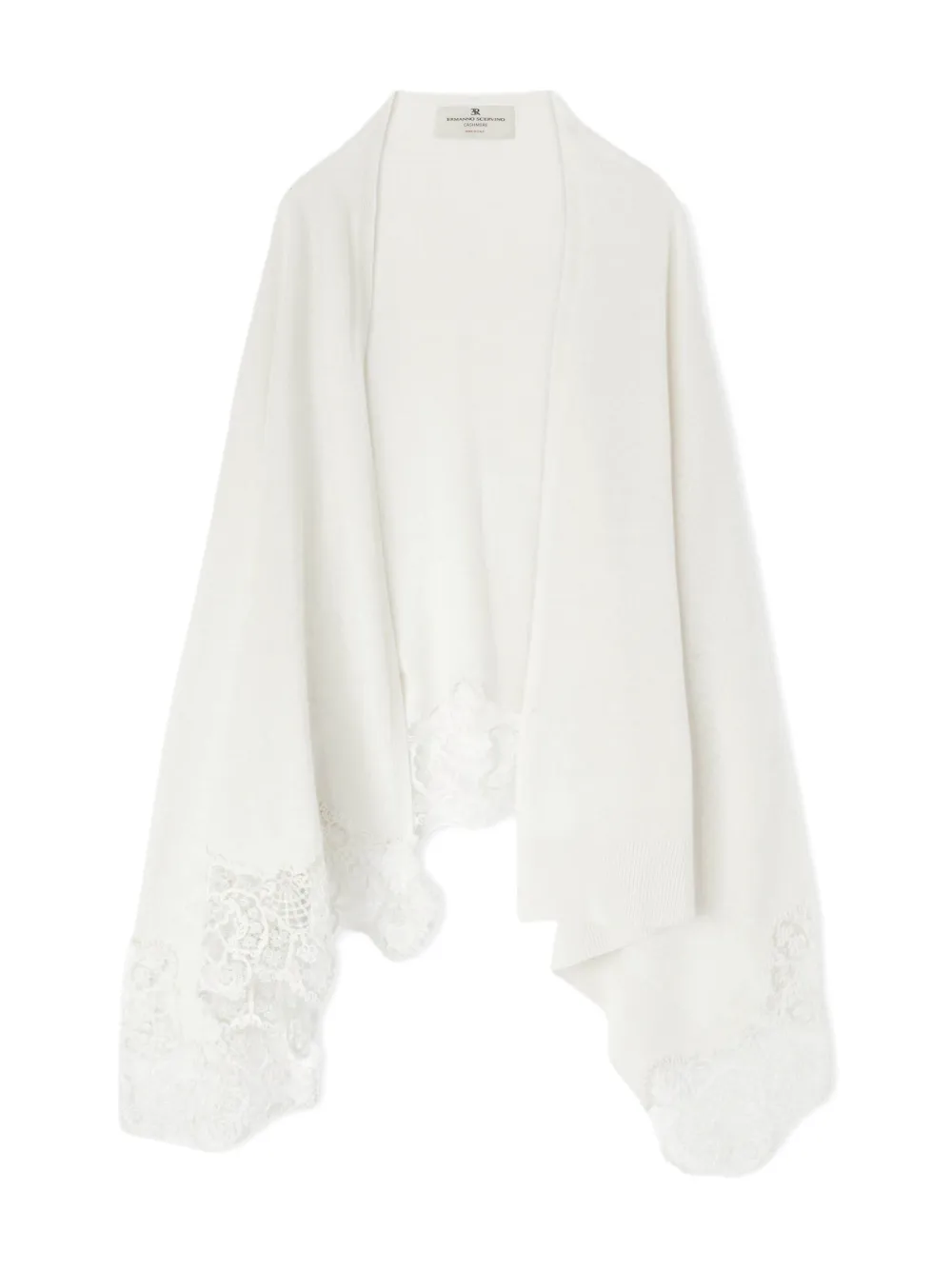 Ermanno Scervino cashmere lace-trimmed scarf | White | Image 1
