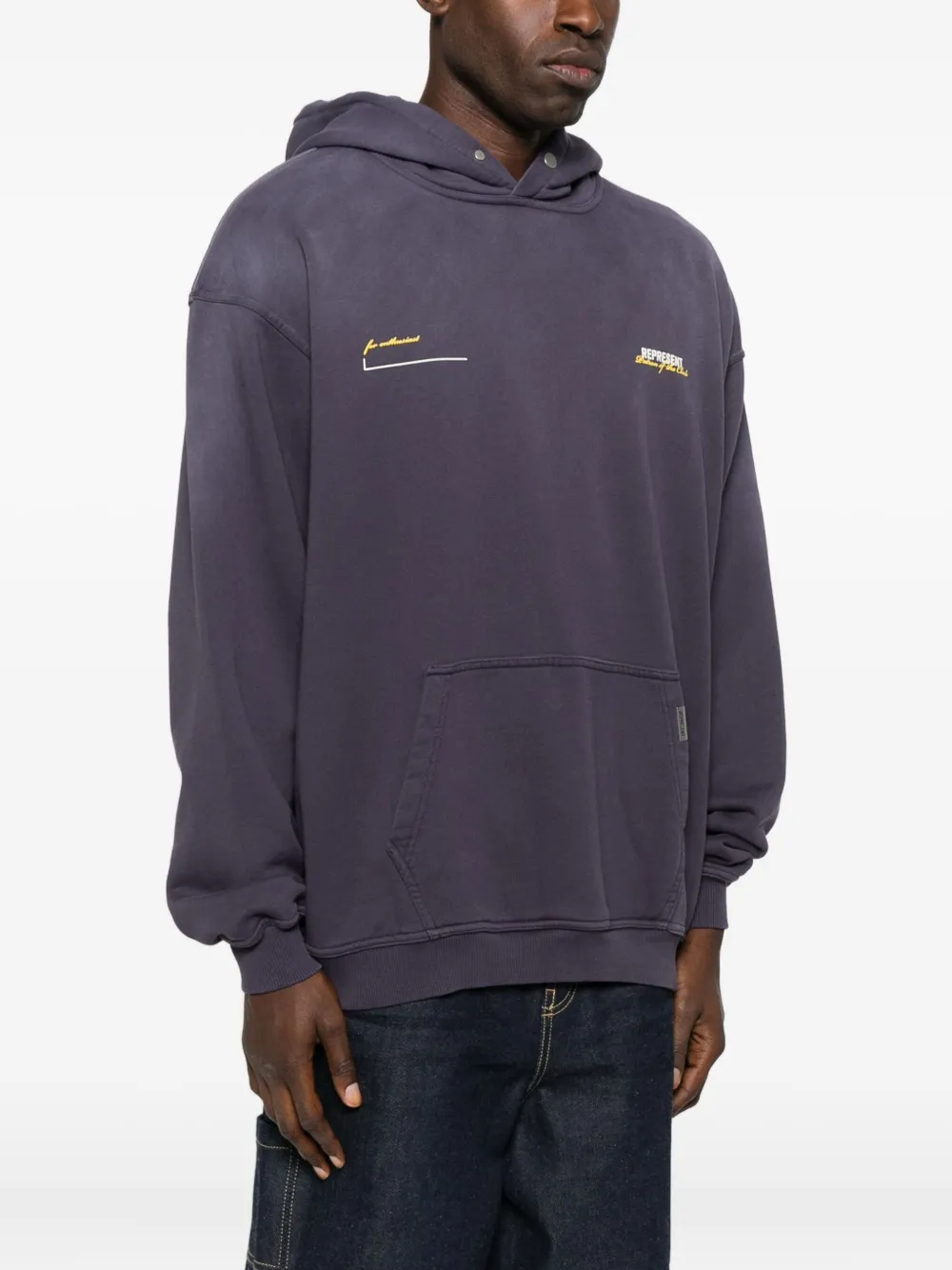 Represent Logo-embroidered Hoodie In Purple