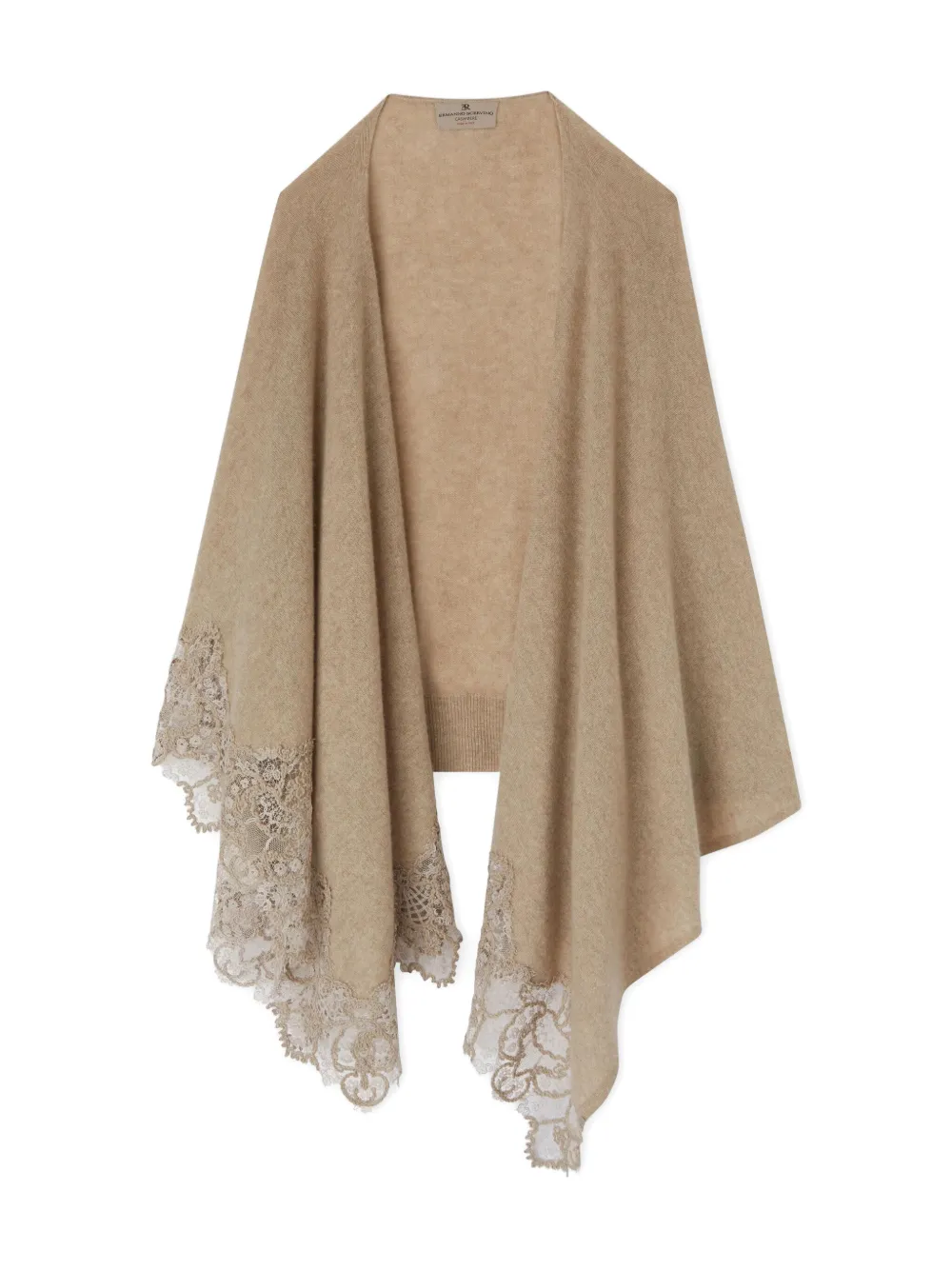 Ermanno Scervino lace-trimmed cashmere scarf | Neutrals | Image 1
