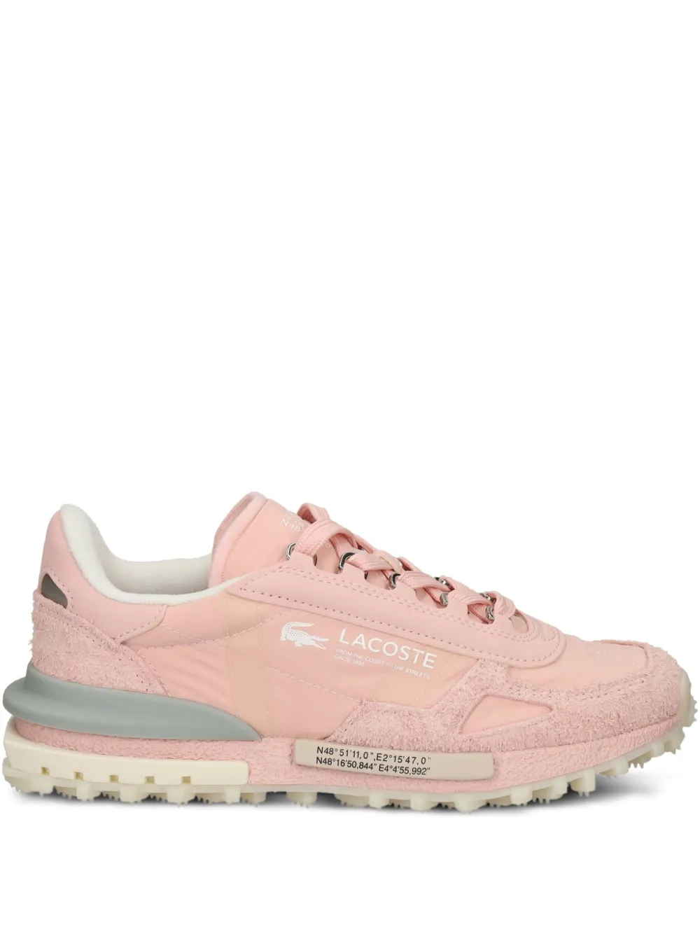 Lacoste Elite Active suede-panelled leather sneakers Pink
