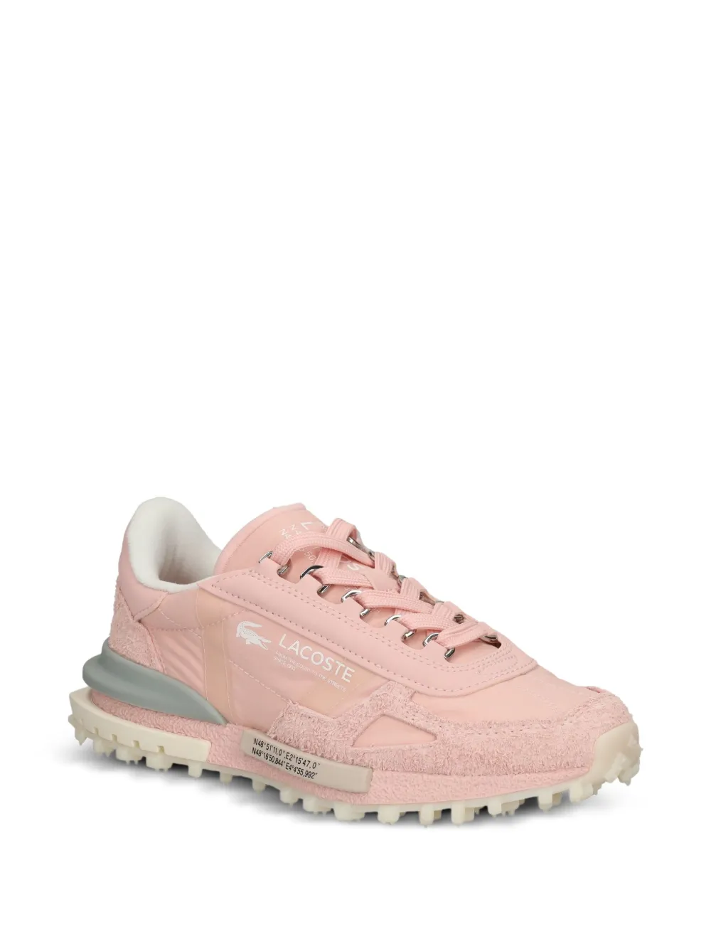 Lacoste Elite Active suede-panelled leather sneakers Pink