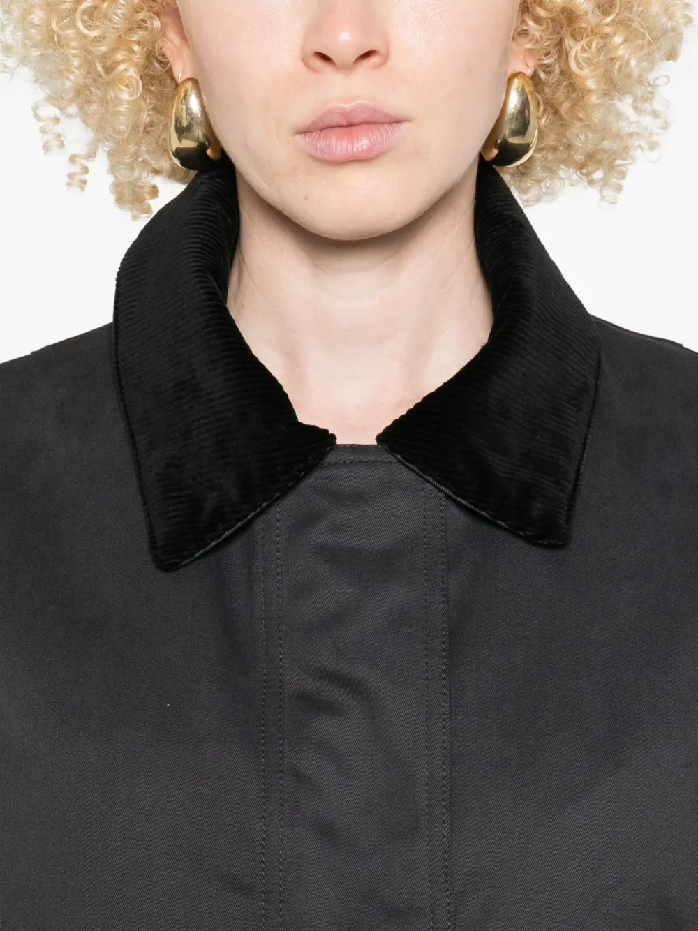 Lempelius Velvet-collared Pocket Jacket In Black