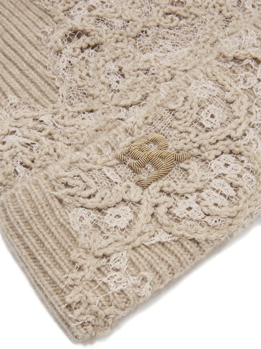 Ermanno Scervino embroidered-logo cashmere beanie - Beige