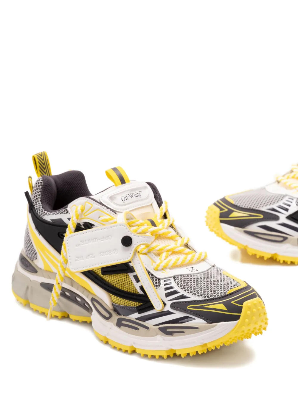 Off-white Sneakers With Embossed Sole And Laces In Multi