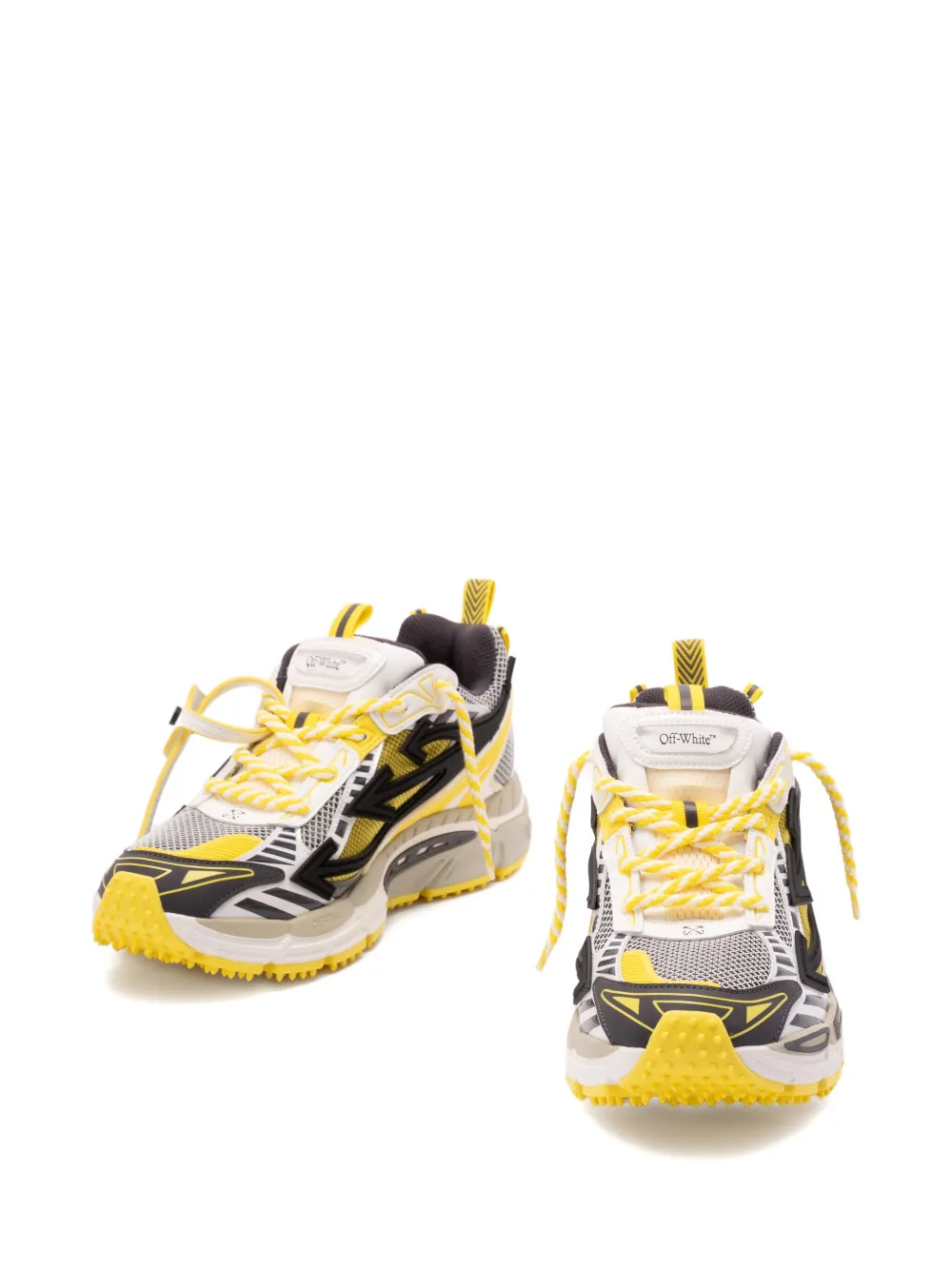 Off-white Sneakers With Embossed Sole And Laces In Multi