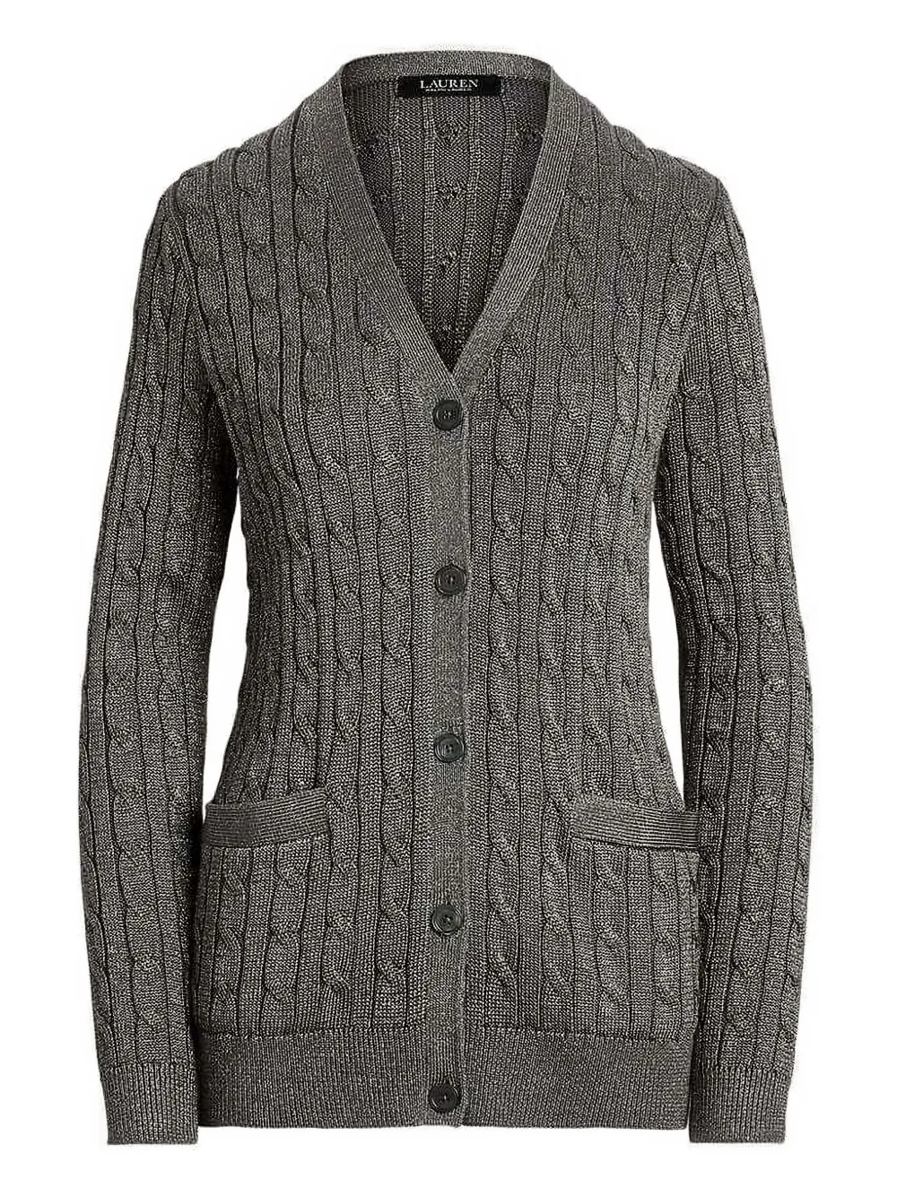 Ralph Lauren Cable-knit Botoned Cardigan In Gray
